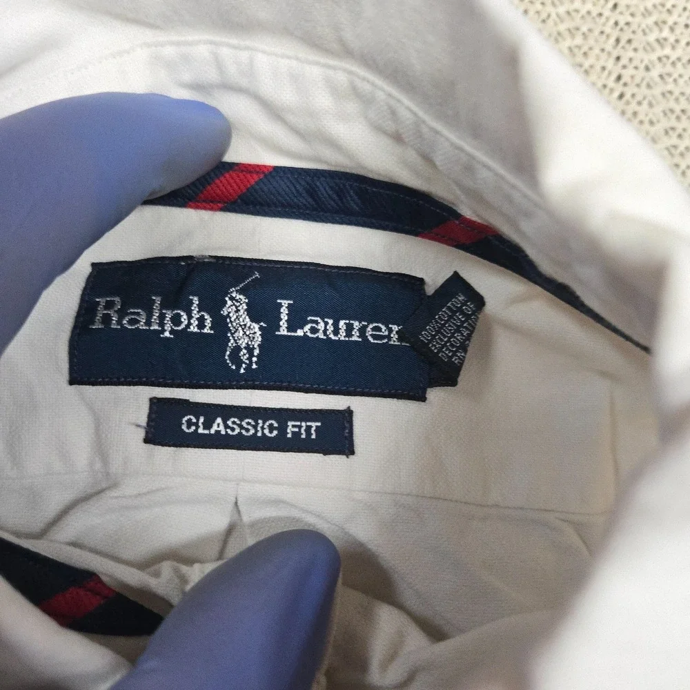 Polo Ralph Lauren Shirt Mens XL White Flesh Pony Button Up Down Long Sleeve